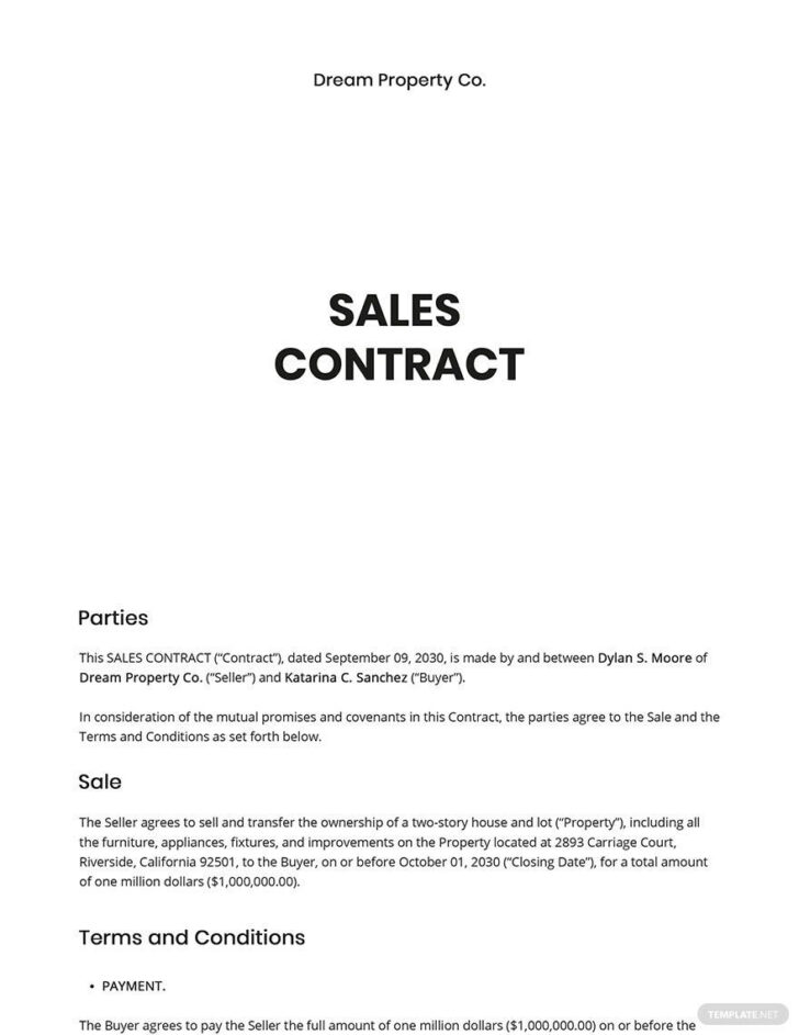 Terms and Conditions of Sale Sample Template