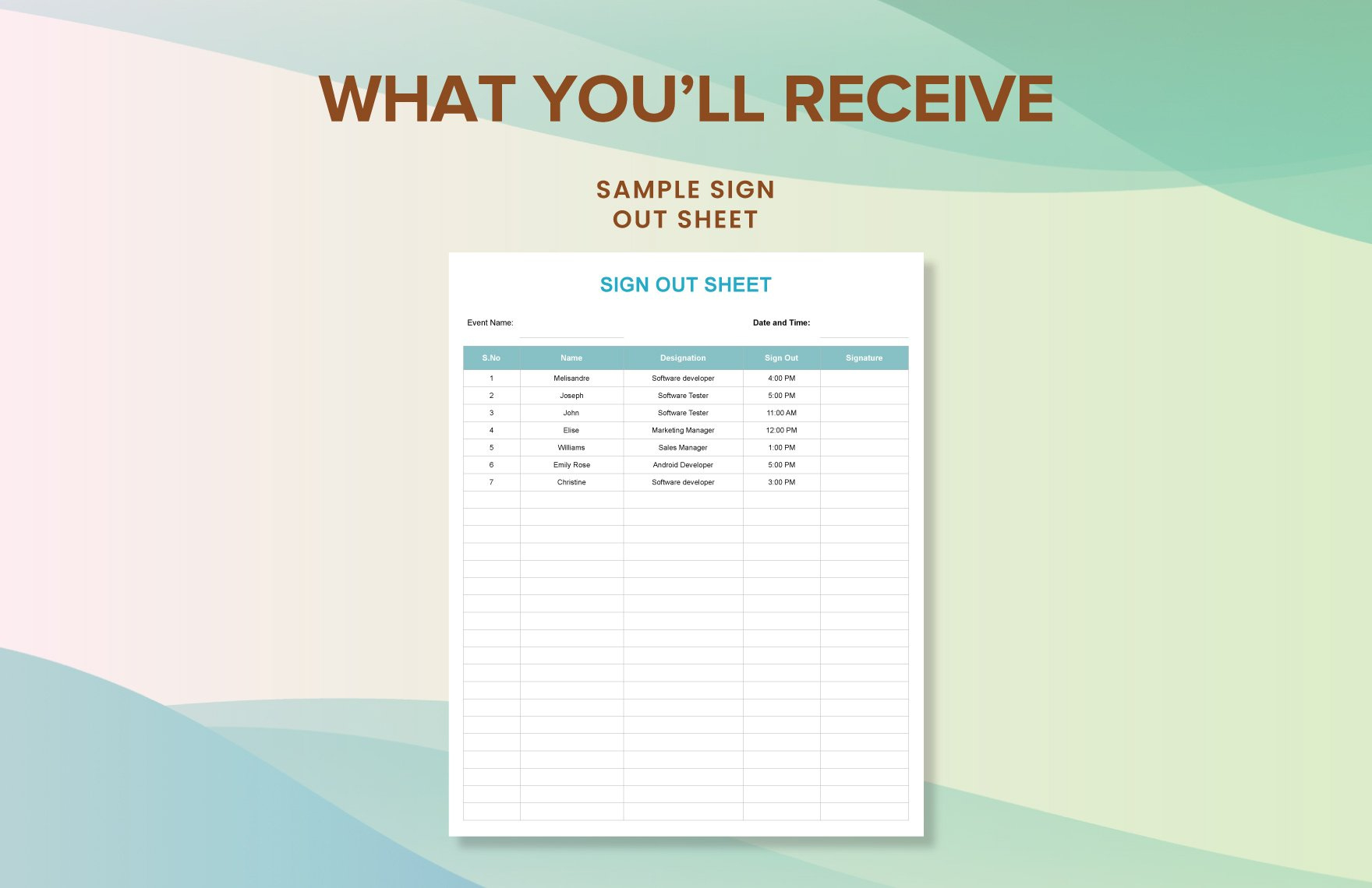 Sample Sign Out Sheet Template In Apple Pages, Word, Google Docs throughout Sample Sign Out Sheet Template