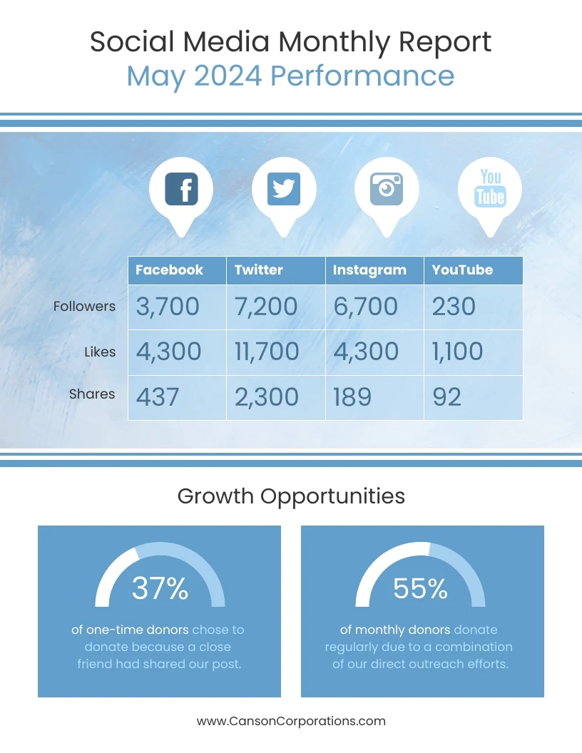 Sample Social Media Monthly Report Template - Venngage in Monthly Report Template Sample