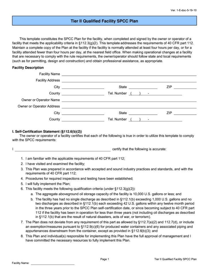 SPCC Plan Sample Template