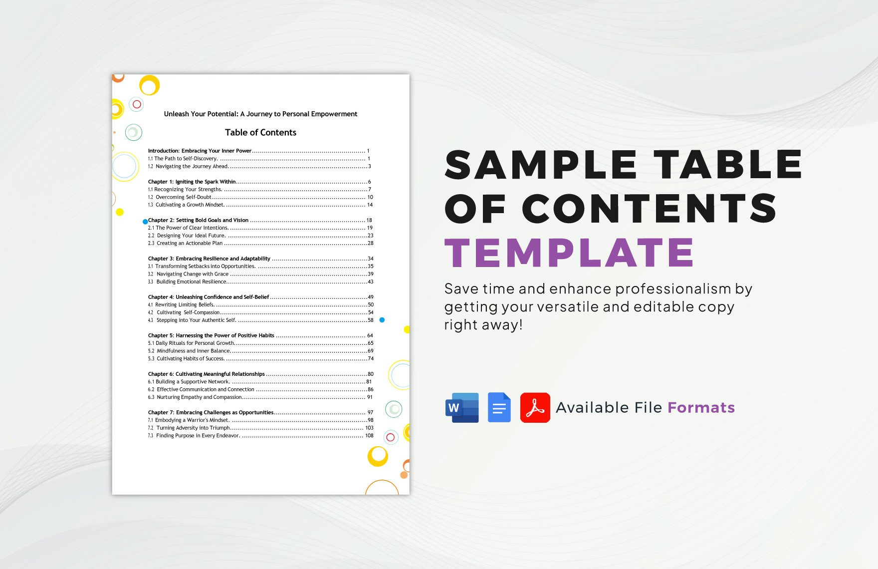 Sample Table Of Contents Template In Publisher, Pages, Pdf, Google throughout Table of Contents Template Sample