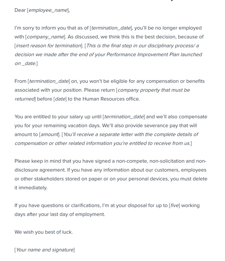 Separation Letter from Employer Sample Template