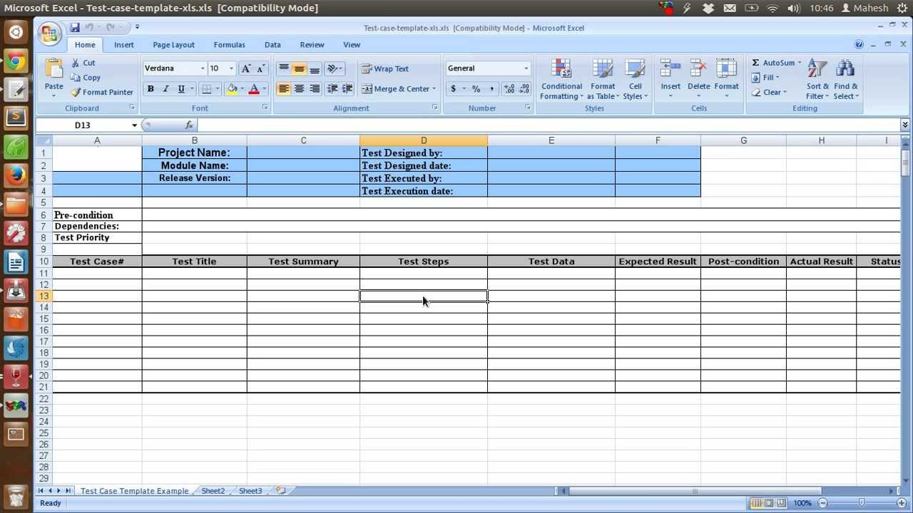 Sample Test Case Template pertaining to Test Case Sample Template with Examples