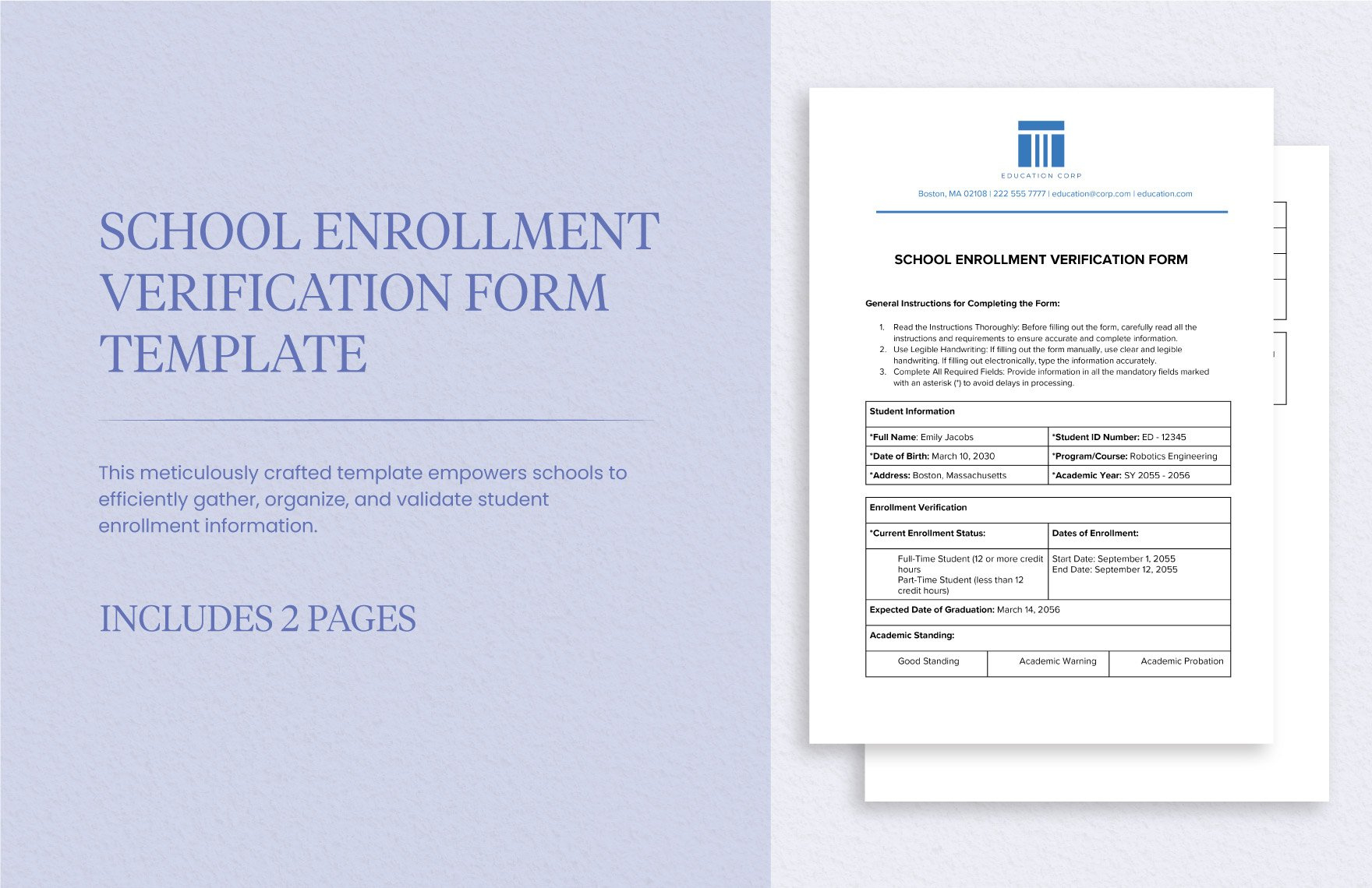 School Enrollment Verification Form Template In Word, Pdf, Google with Enrollment Verification Sample Letter Template