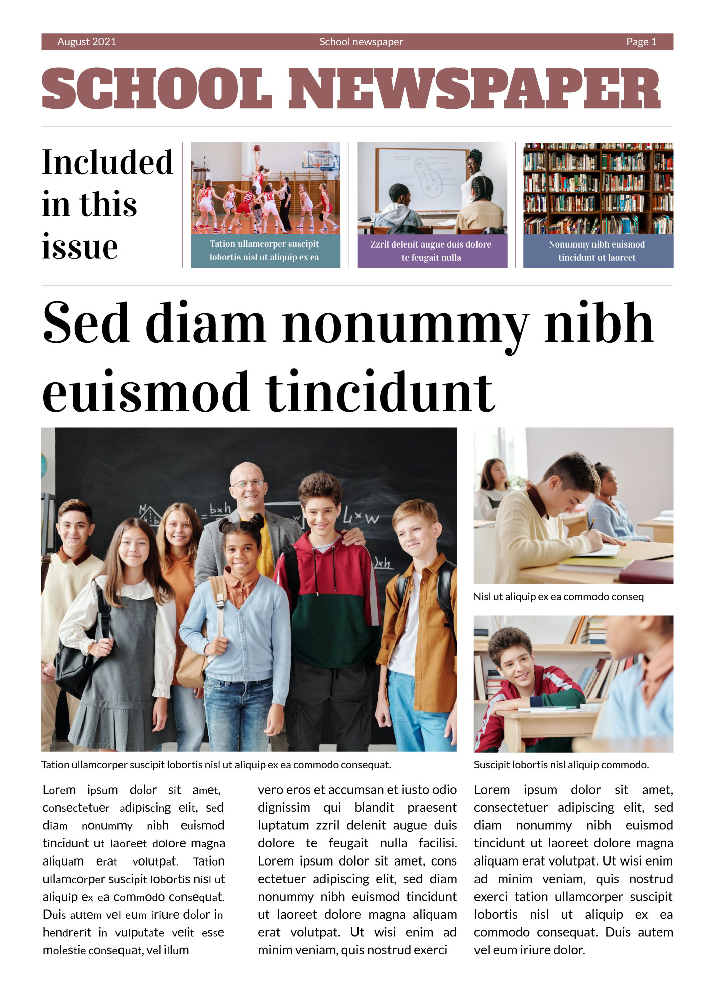 School Newspaper Free Google Docs Template - Gdoc.io within Newspaper Layout Template Sample