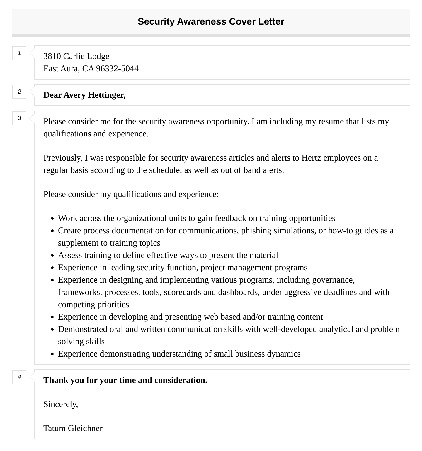 Security Awareness Cover Letter | Velvet Jobs pertaining to Employee Security Awareness Email Sample Template