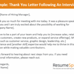 Send The Perfect Thank You Letter Following An Interview Pertaining To Sample Thank You Letter After Interview Template