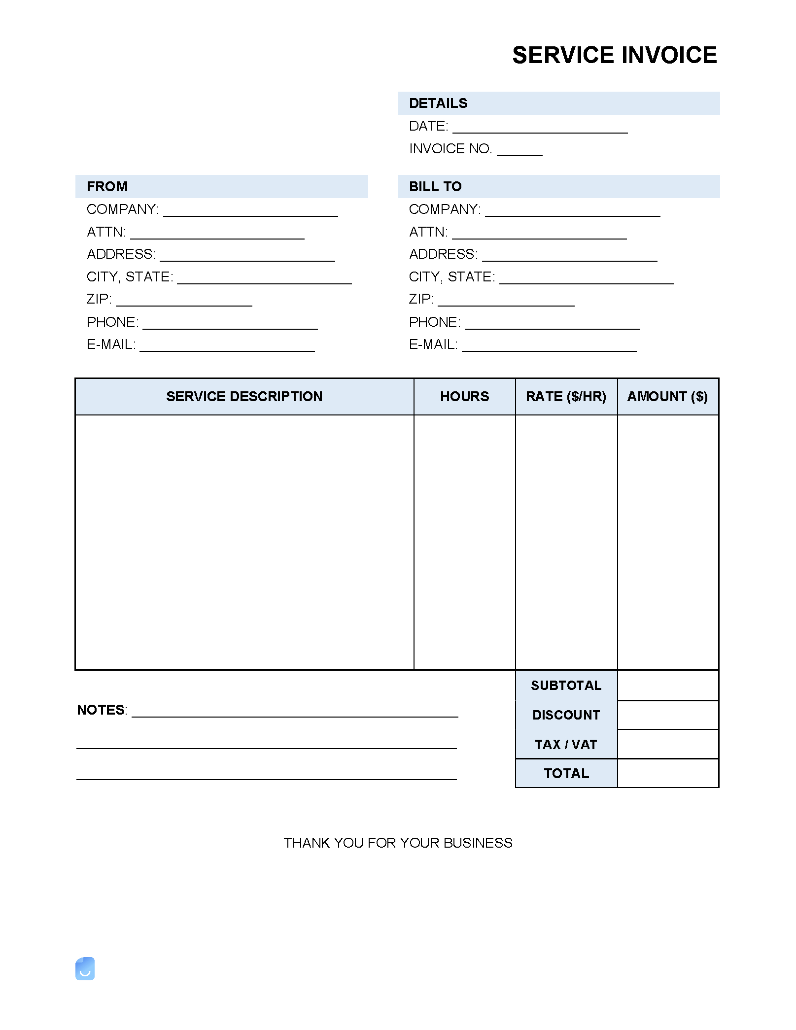 Service Invoice Templates (75) | Invoice Maker intended for Service Invoice Sample Template