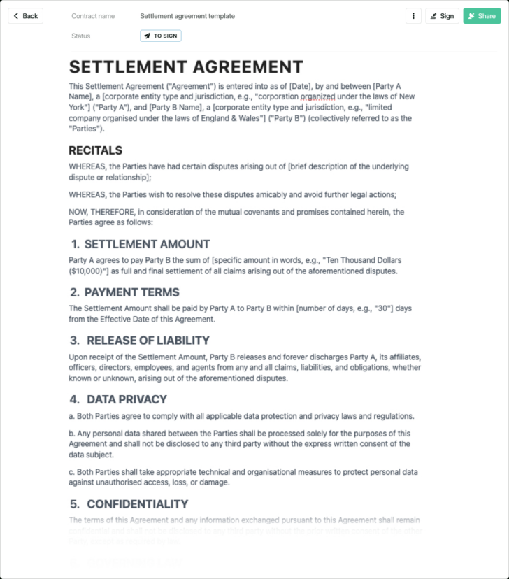 Mediation Agreement Template Sample