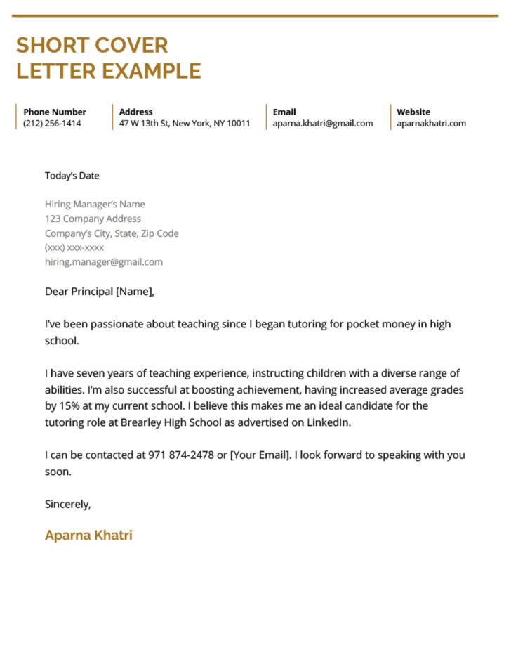 Cover Letter Sample Template