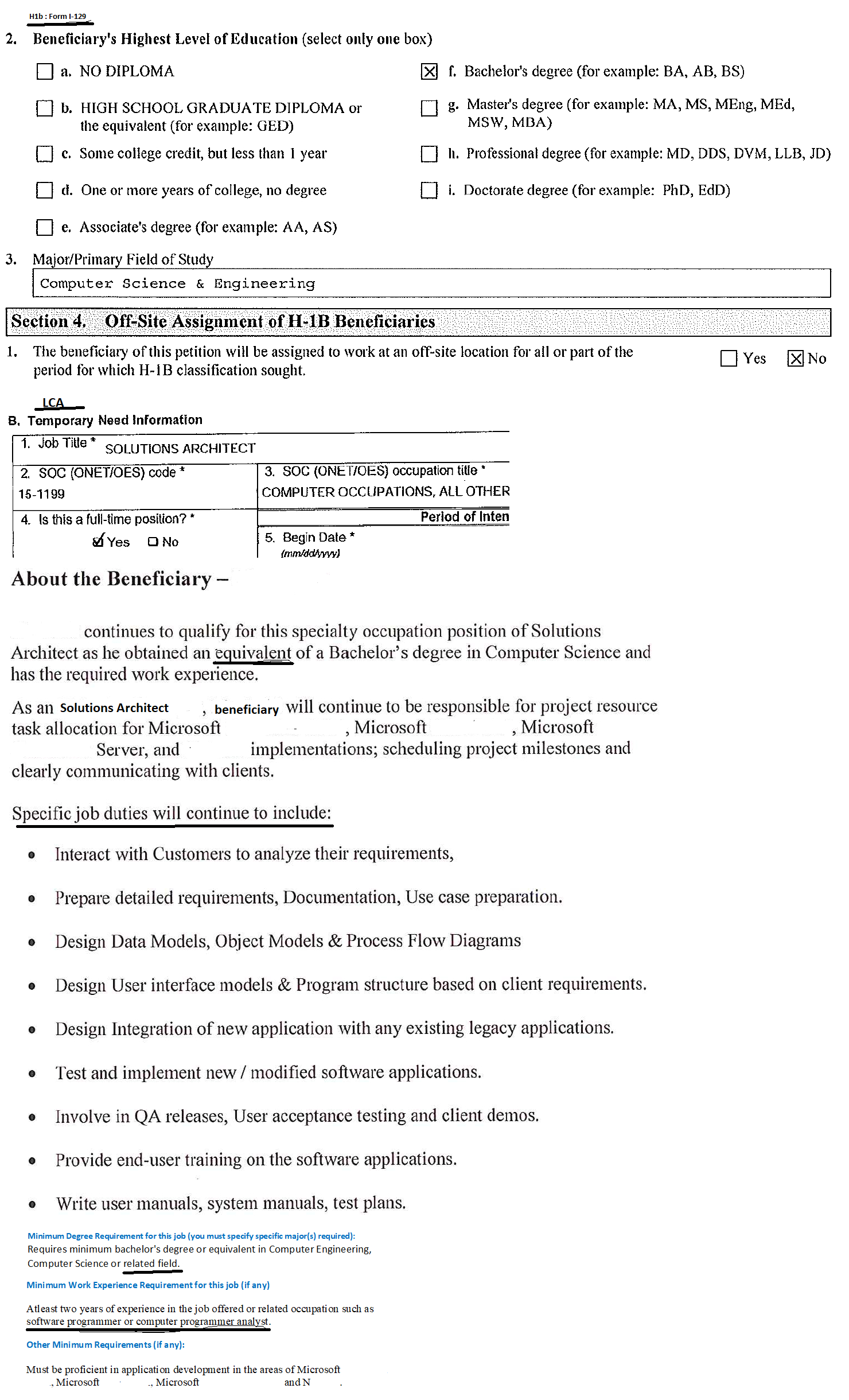 Should Perm Duties Match The H1B Extension Beyond 6Th Year? - Usa regarding H1B Job Description with Duties and Percentages Sample Template