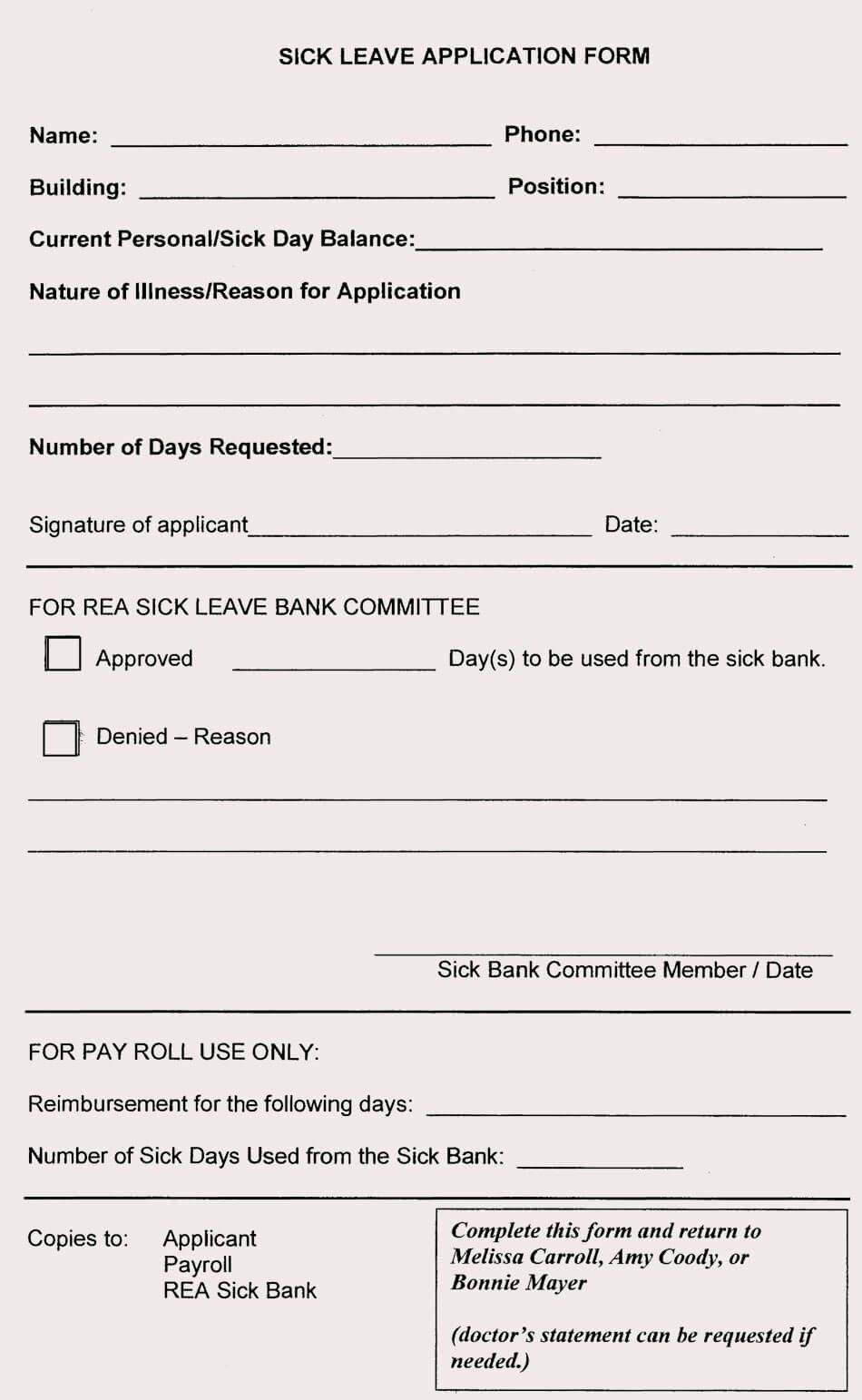 Sick Leave Form Template | Stcharleschill Template with Leave Form Sample Template