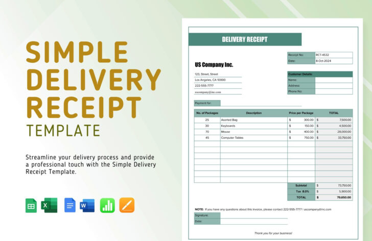 Delivery Receipt Template Sample