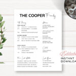 Simple Family Reunion Editable Customizable Event Itinerary + Details Intended For Family Reunion Program Sample Templates