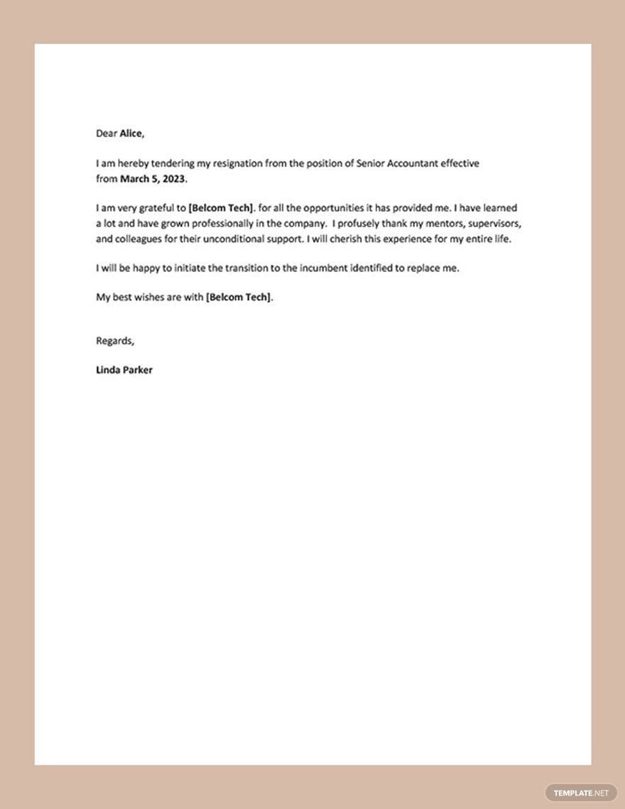 Simple Resignation Letter In Word, Google Docs, Pdf - Download in Resignation Sample Template