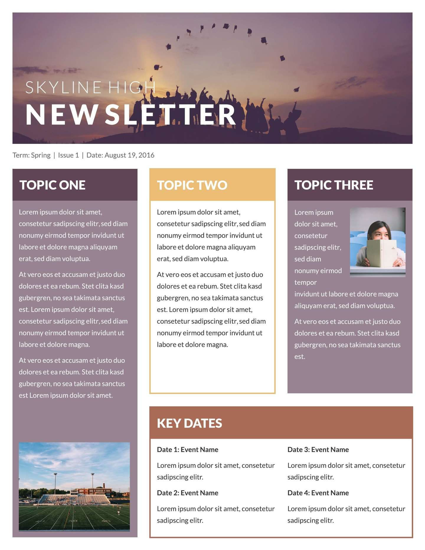 Skyline High Classroom Newsletter Template inside Newsletter Template Sample