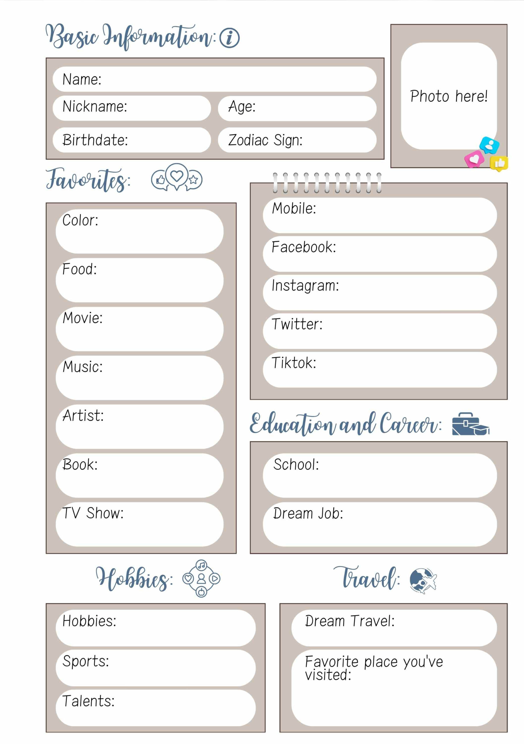 Slam Book Canva Template (Disney Princess Edition) Modern for Slam Book Sample Template