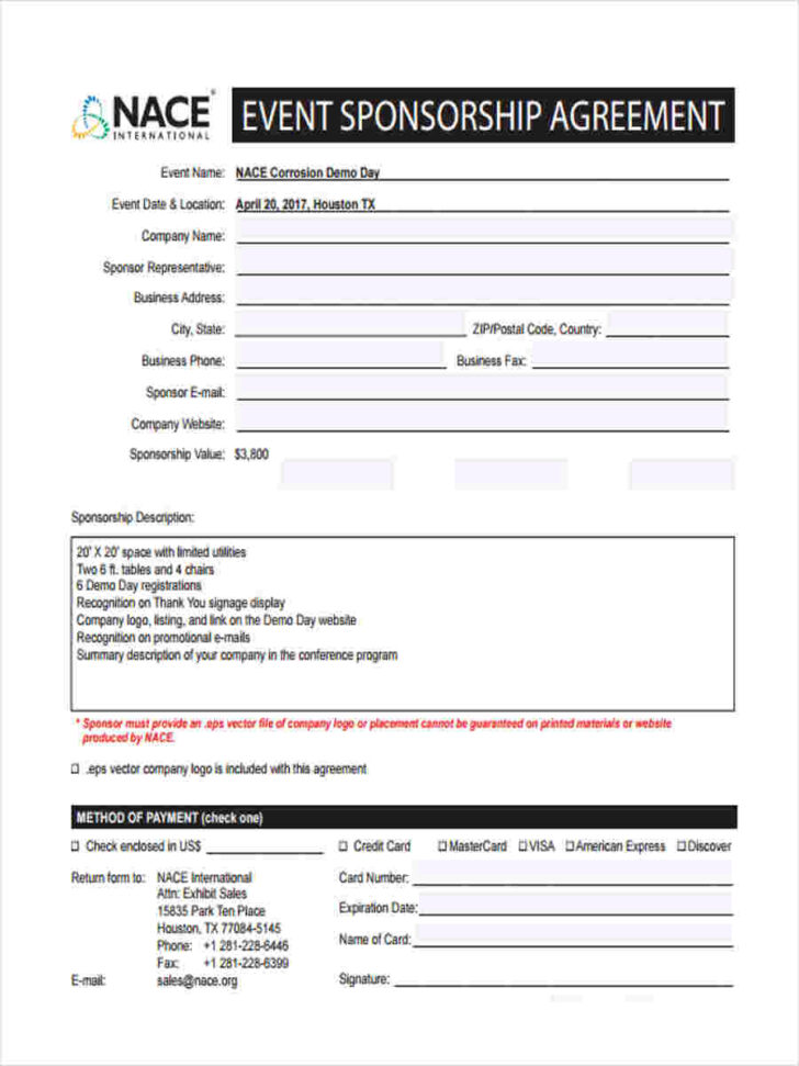 Sponsorship Form Sample Template