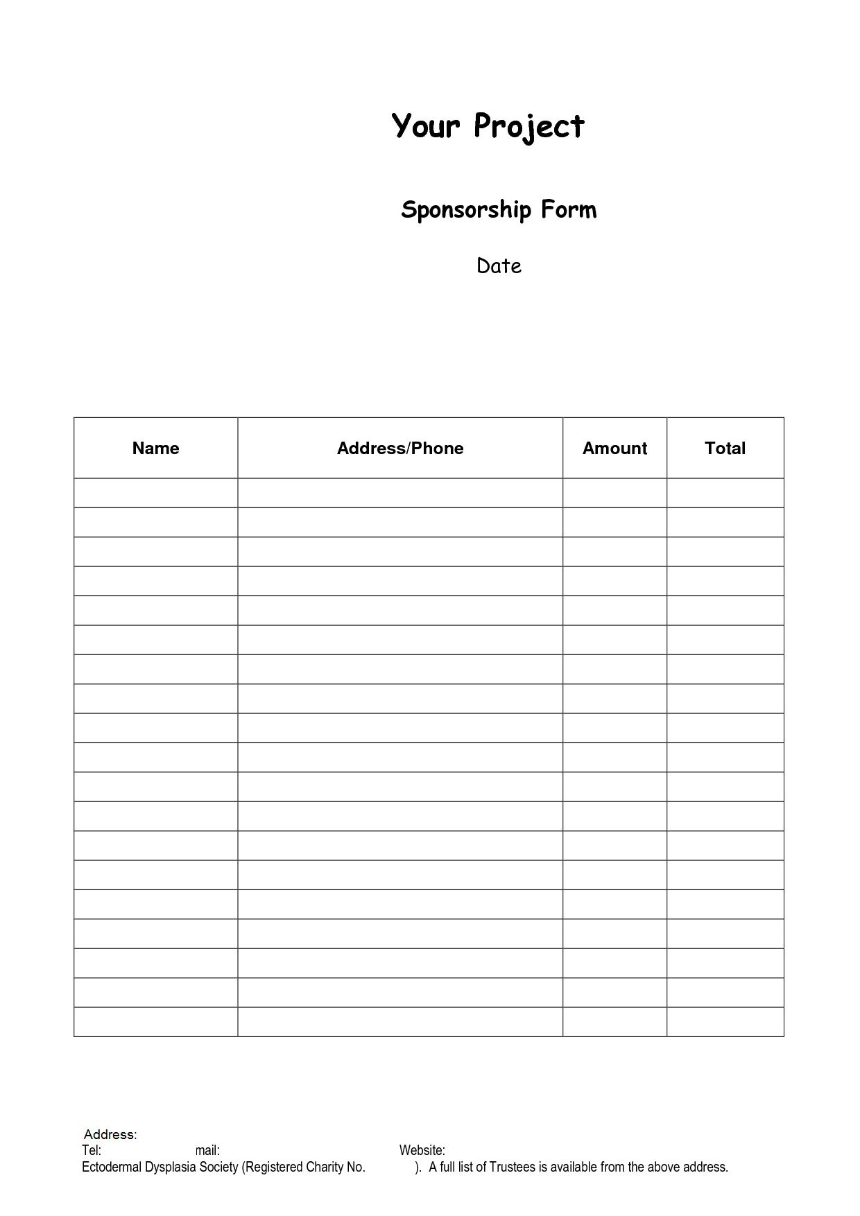 Sponsor Forms Template. Example Sponsor Form Basic Order In Blank intended for Sponsorship Form Sample Template