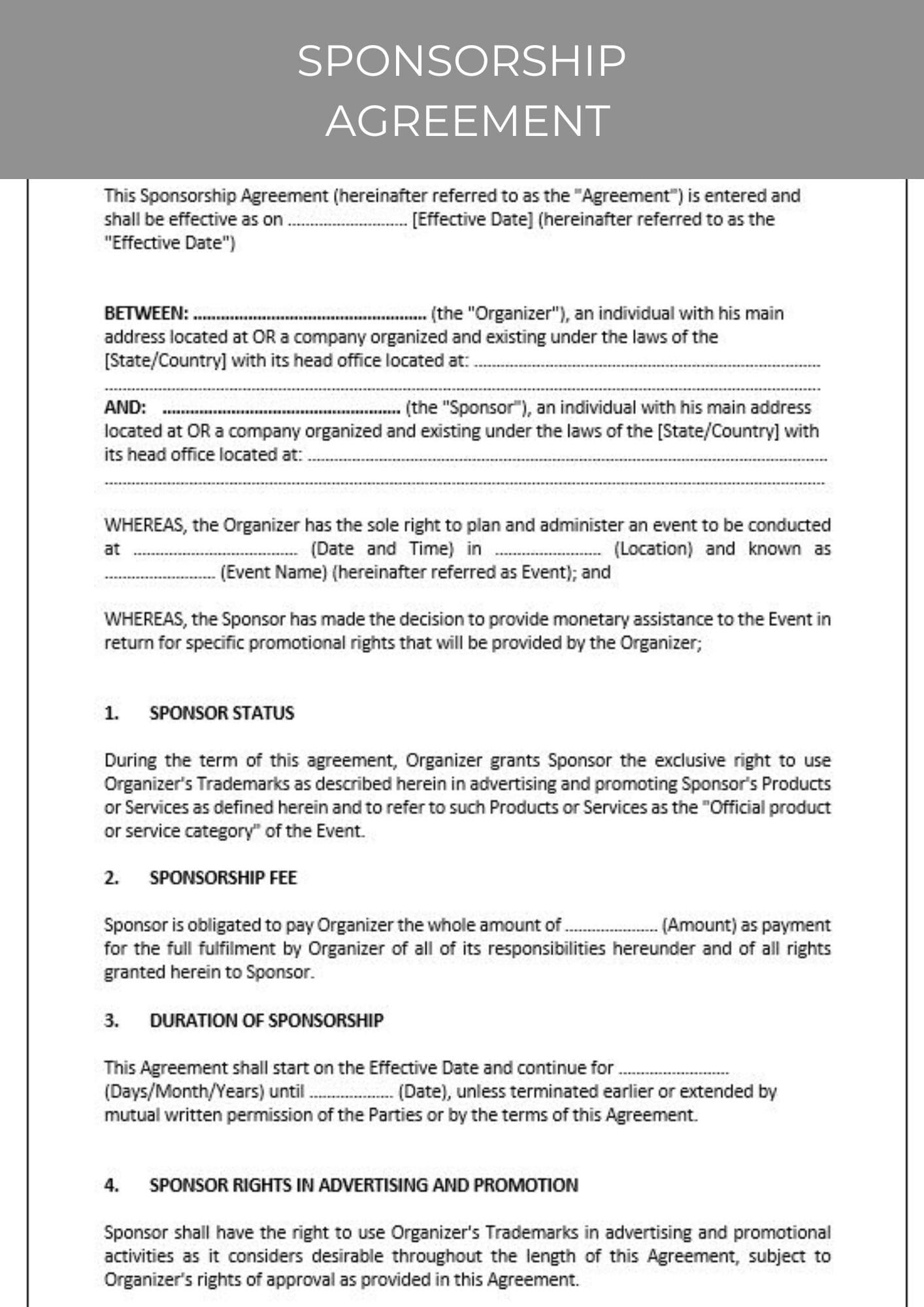 Sponsorship Agreement - Etsy Australia pertaining to Sponsorship Agreement Sample Template