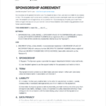 Sponsorship Agreement Template   Free To Use For Sponsorship Form Sample Template