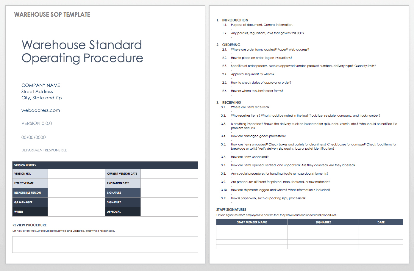 Standard Operating Procedures Templates | Smartsheet for SOP Template Sample