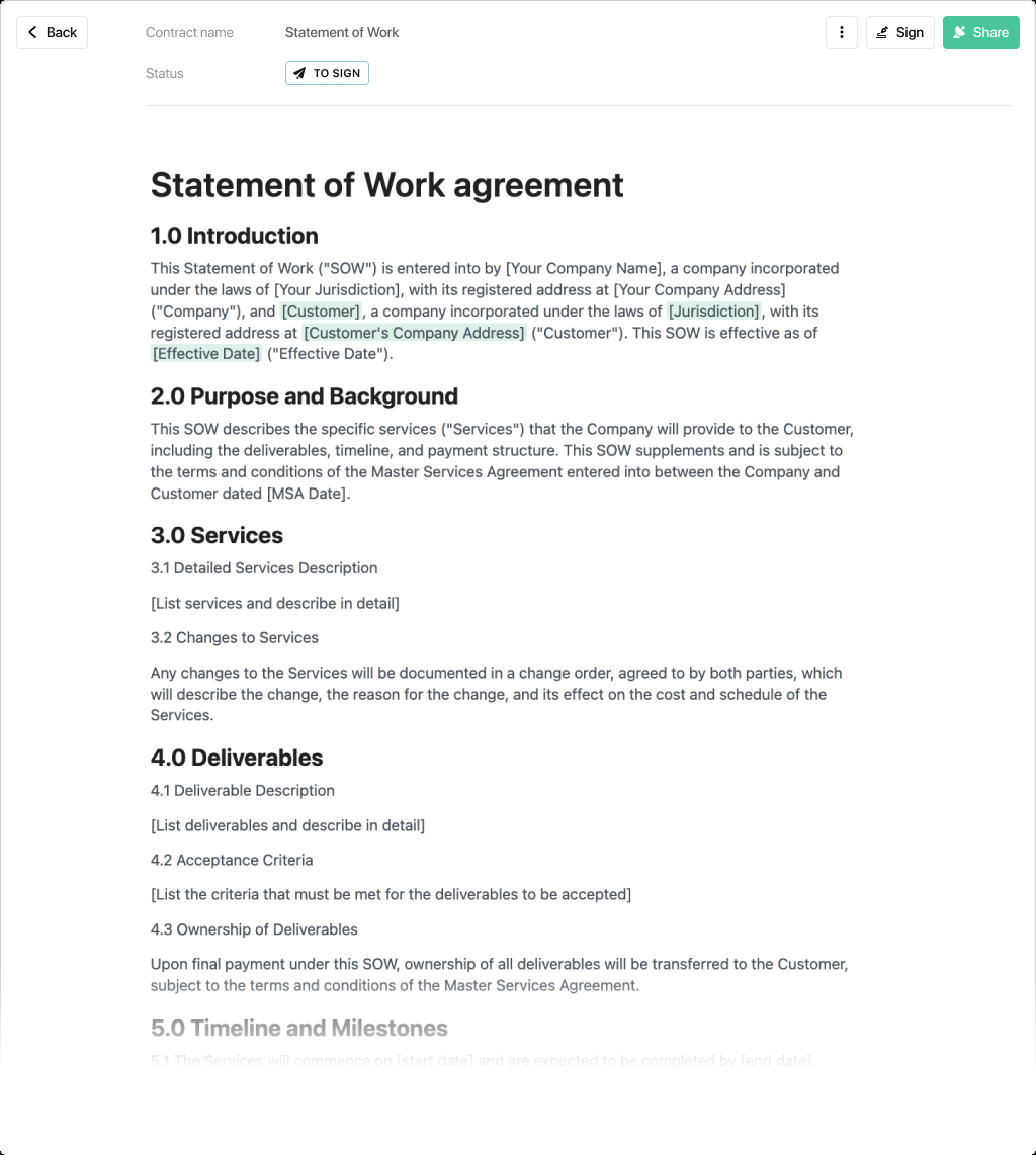 Statement Of Work (Sow) Template - Free To Use regarding Statement of Work Template Sample