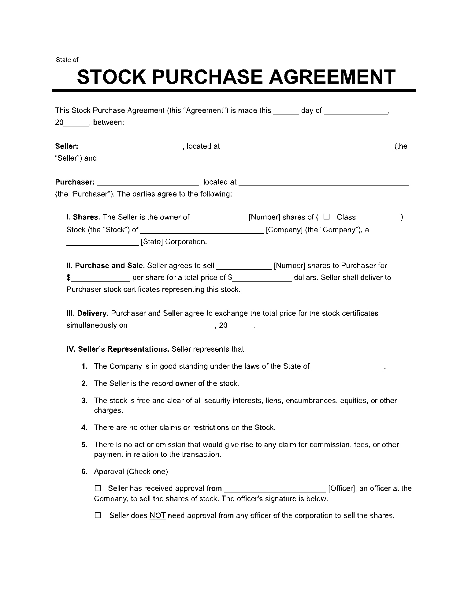 Stock Purchase Agreement Template: Get Free Sample Now for Share Purchase Agreement Sample Template