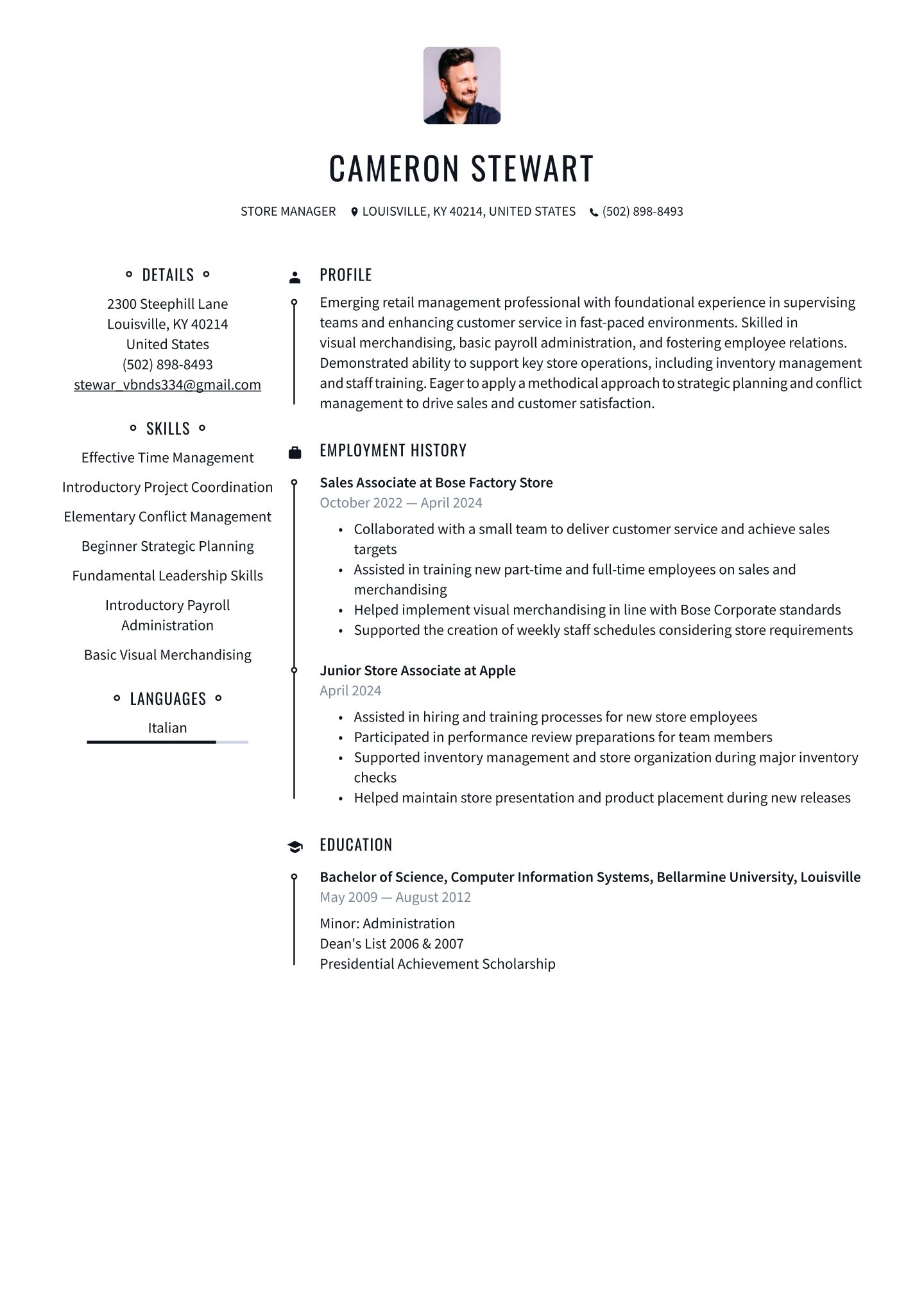 Store Manager Resume Examples &amp;amp; Templates (2024) · Resume.io for Retail Resume Template Sample