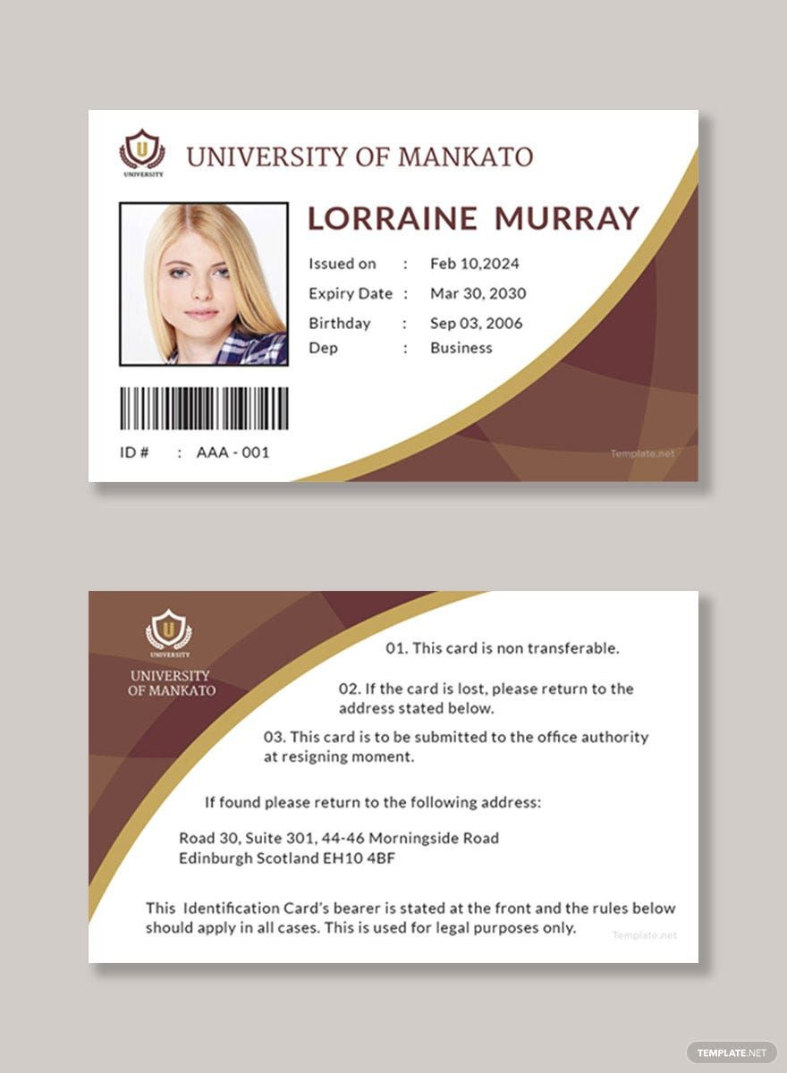 Student Id Card Template In Word, Illustrator, Publisher, Pages for Student Id Card Template Sample