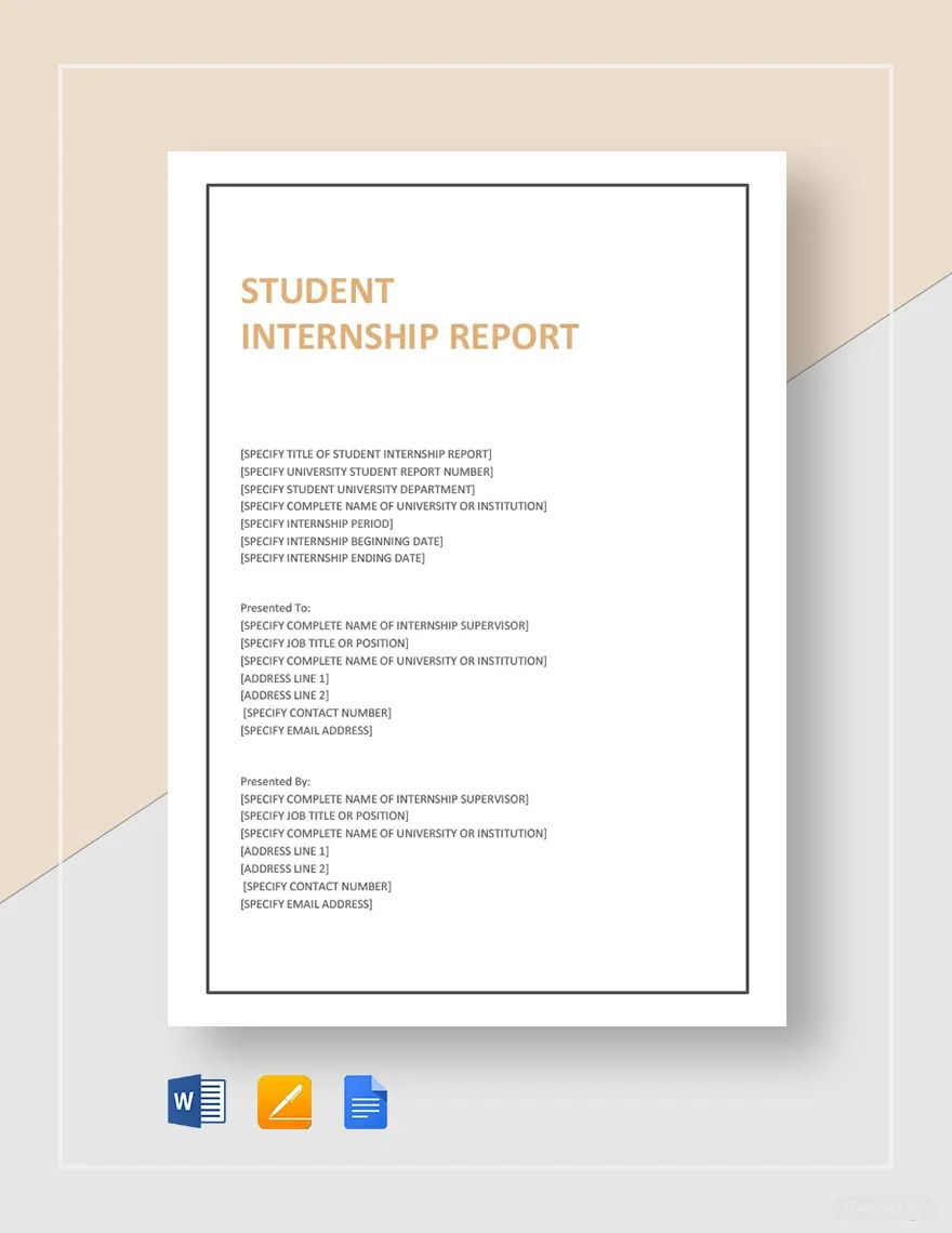 Student Internship Report Template In Word, Pages, Google Docs pertaining to Internship Journal Sample Template