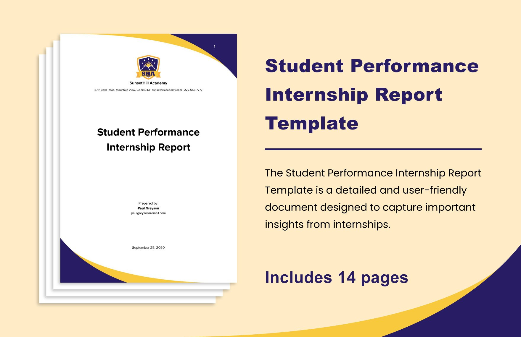 Student Performance Internship Report Template In Word, Pdf inside Internship Journal Sample Template