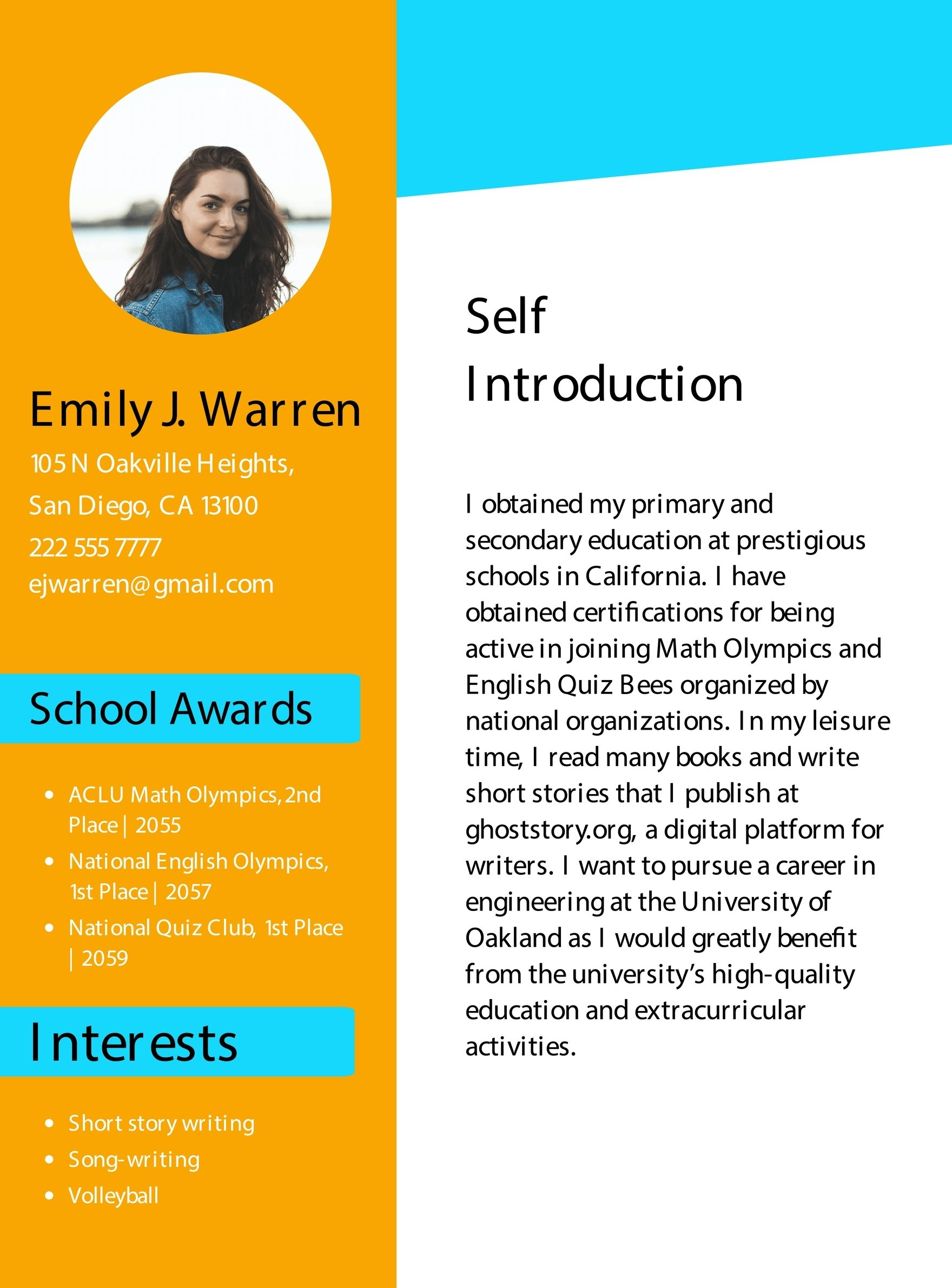 Student Self Introduction Template In Jpg - Download | Template intended for Self Introduction Template Sample