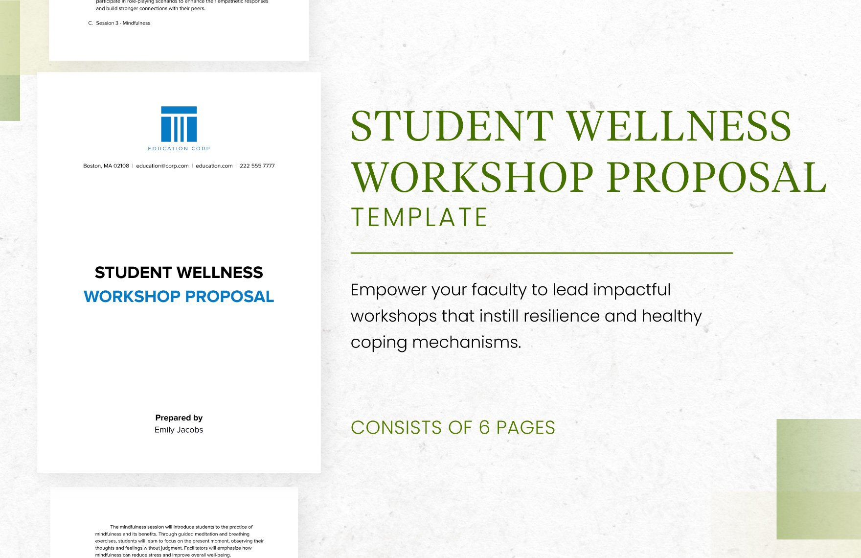 Student Wellness Workshop Proposal Template In Word, Pdf, Google within Workshop Proposal Sample Template