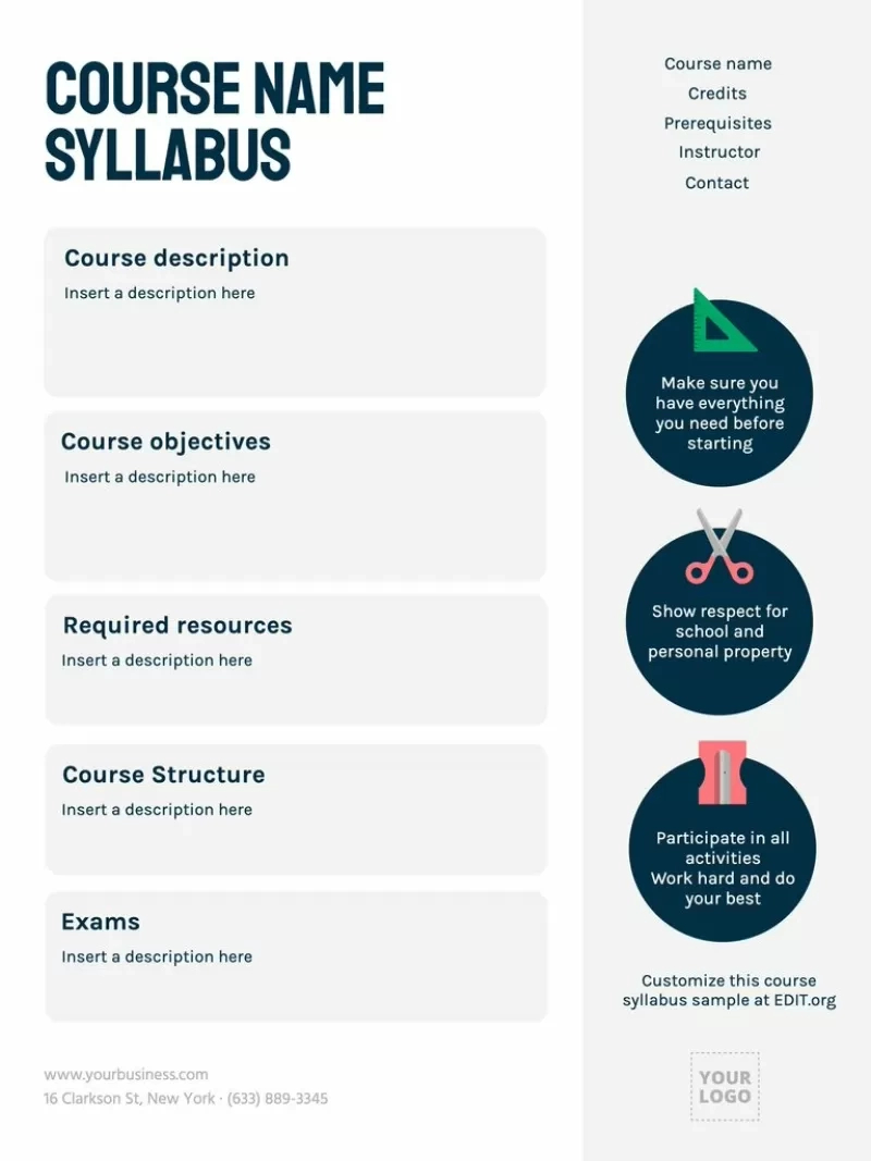 Syllabus Didactic Programming Templates To Edit Online for Course Syllabus Sample Template