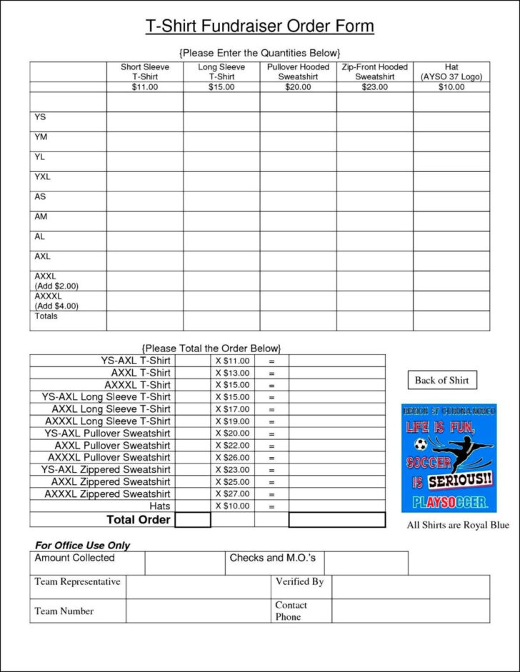 Sample Apparel Order Form Template