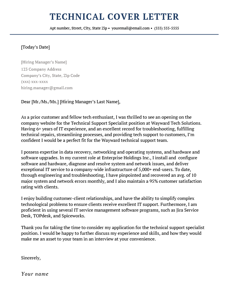 Technical Cover Letter Example &amp;amp; Writing Tips for Competency Letter Sample Template