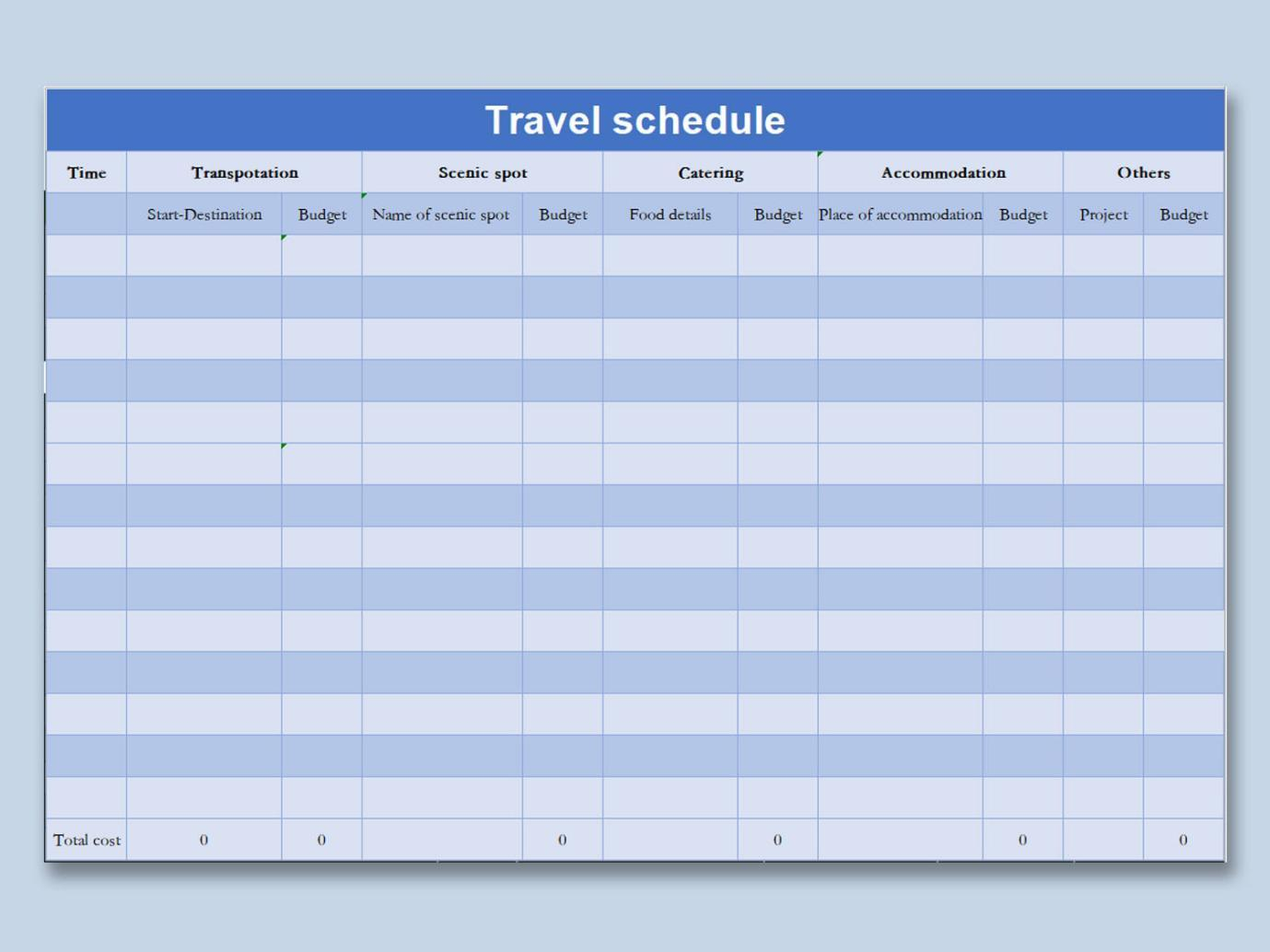 Ten Best Travel Budget Template Excel Free Spreadsheet | Wps throughout Sample Travel Budget Template