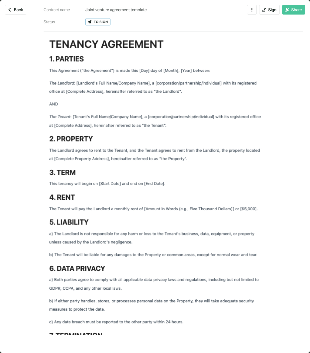 Tenancy Agreement Template - Free To Use with Tenancy Agreement Sample Template