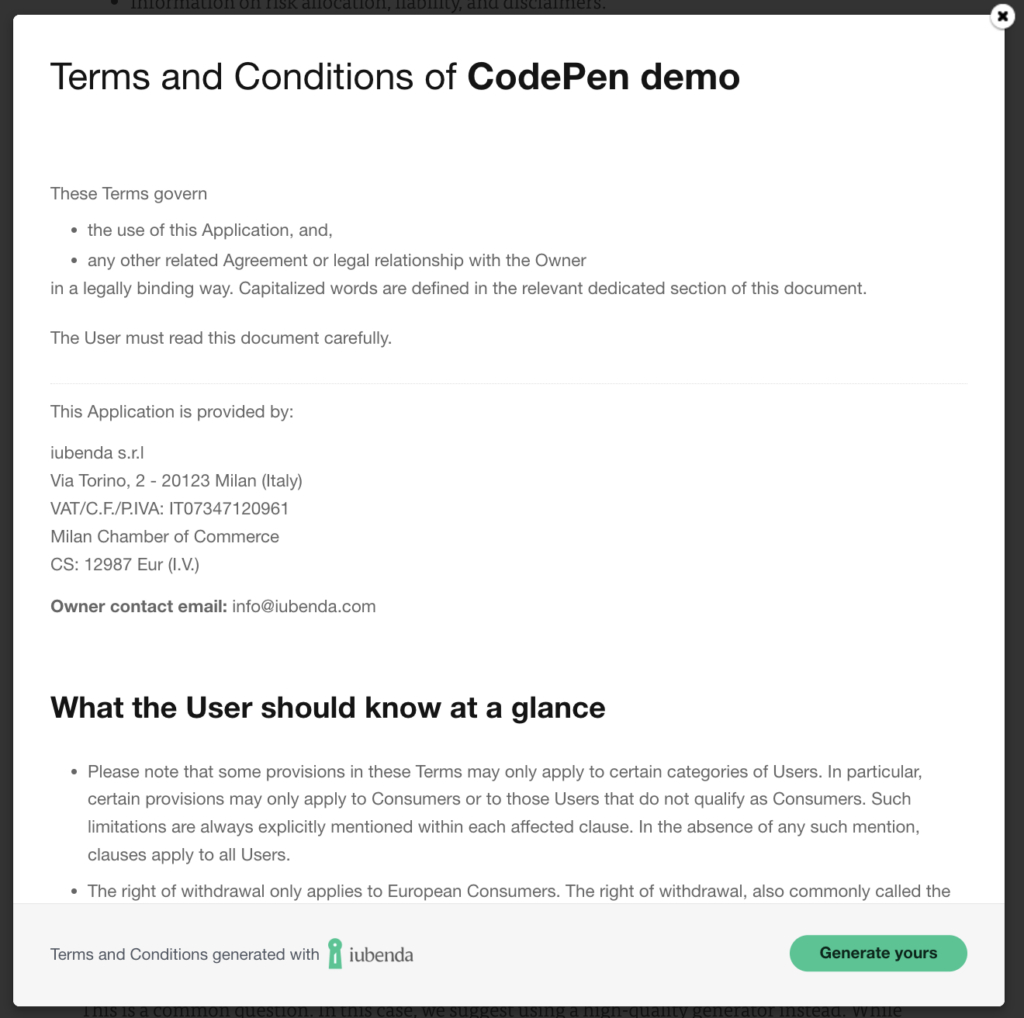 Terms And Conditions Template - Iubenda Help with regard to Terms And Conditions Template Sample