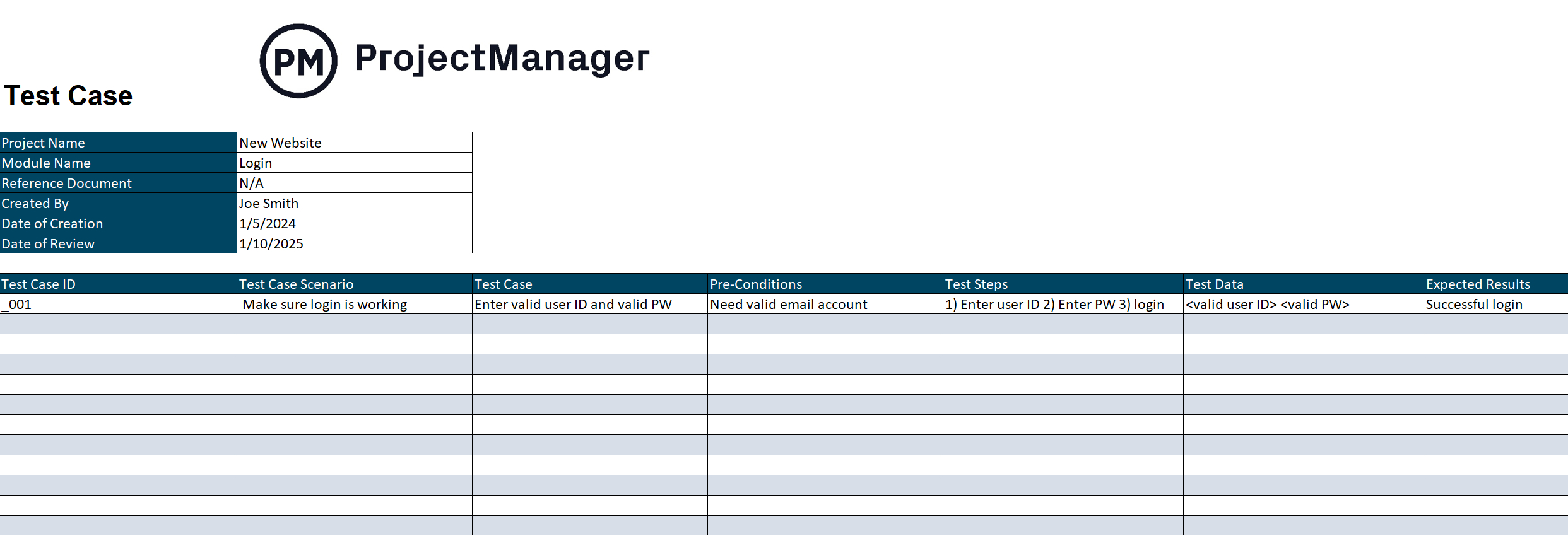 Test Case Template For Excel (Free Download) intended for Test Case Sample Template