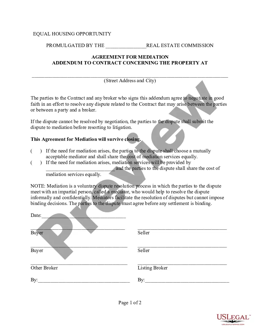 Texas Agreement For Mediation - Mediation Agreement | Us Legal Forms in Mediation Agreement Template Sample