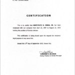 The Inspiring Employment Certificate Sample Best Templates For For Certificate Of Service Sample Template