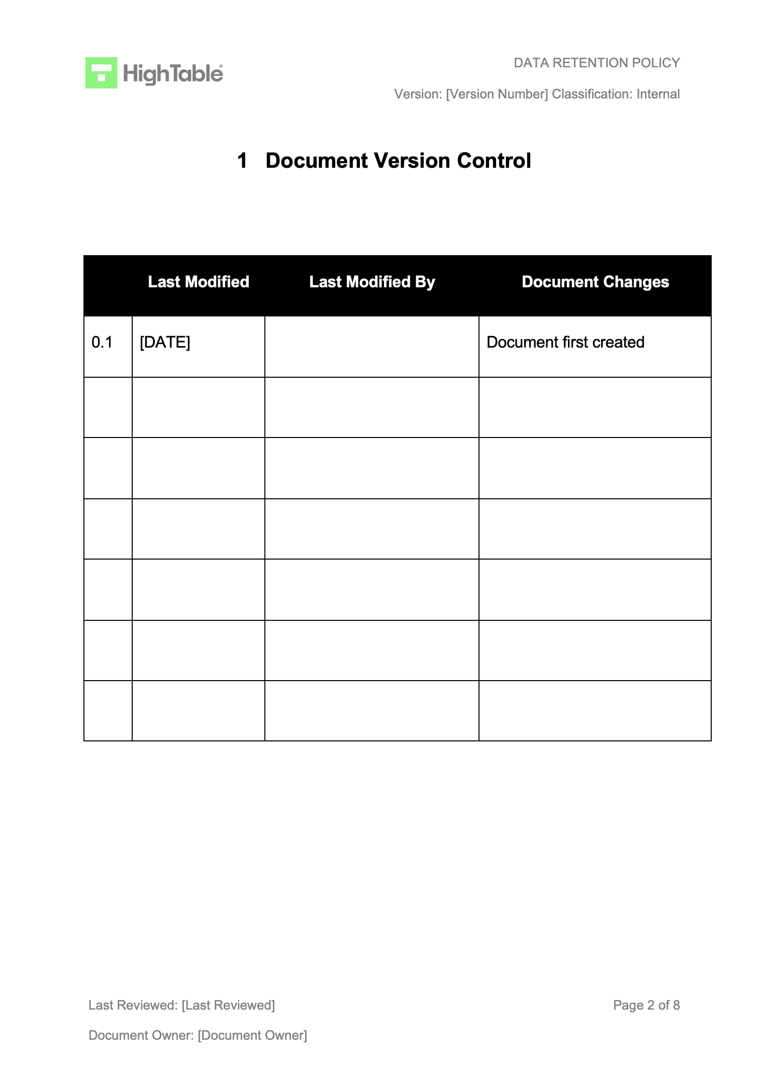 The Ultimate Data Retention Policy Template - High Table with Data Retention Policy Template Sample