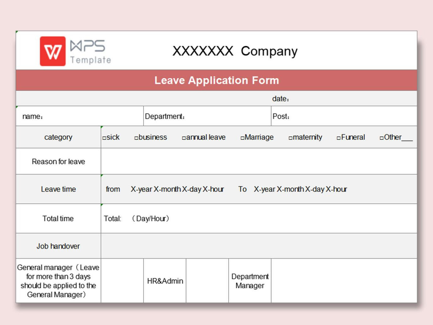 Top 10 Best Leave Application Template Excel Free | Wps Office Academy in Leave Form Sample Template