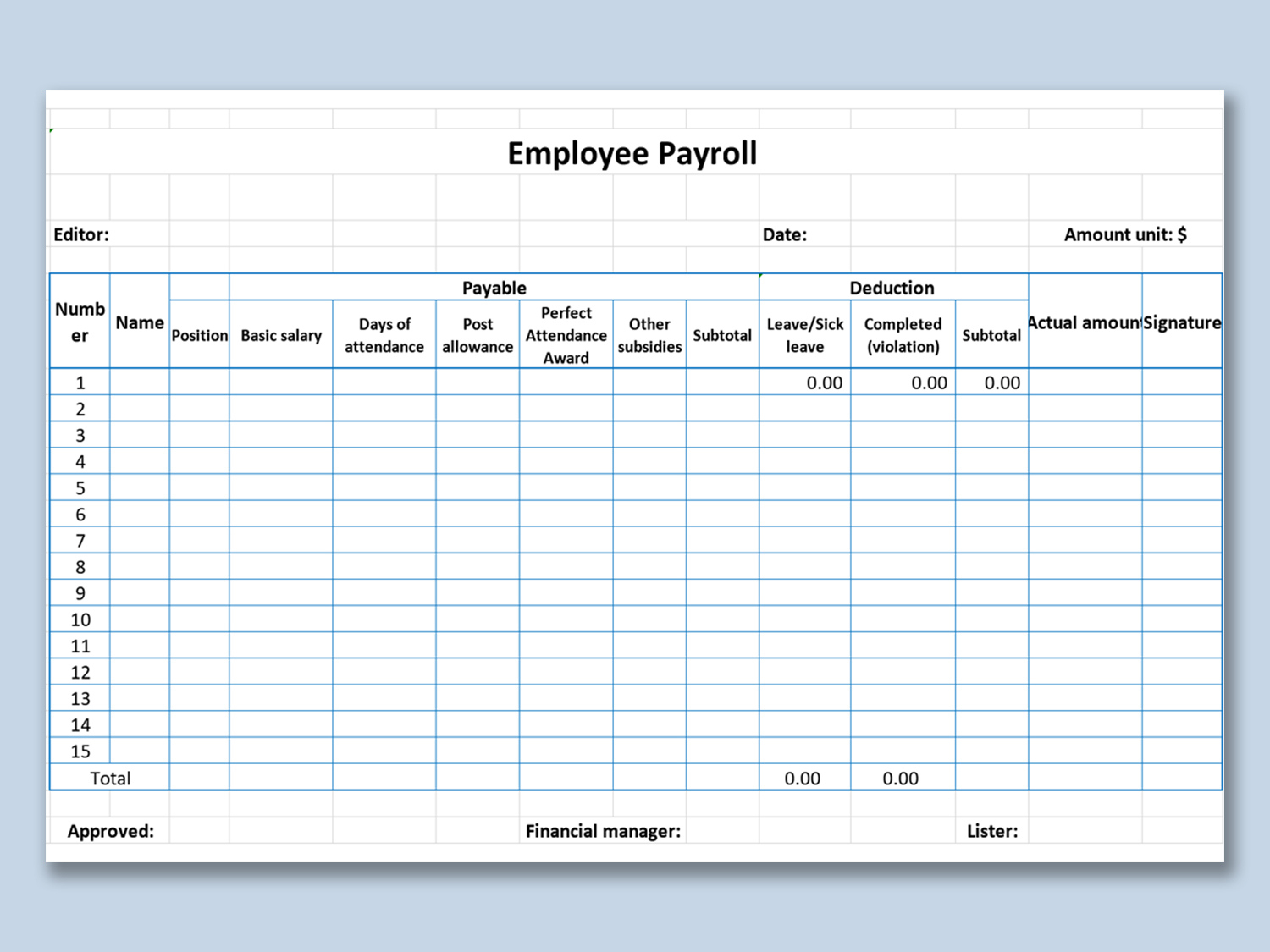 Top 10 Payroll Excel Templates Free Download 2022 | Wps Office Academy with Payroll Sample Template