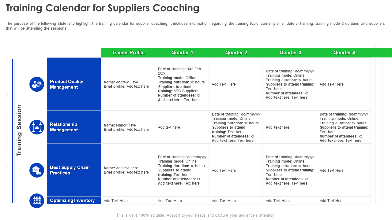 Top 5 Training Calendar Templates With Examples And Samples for Training Calendar Template Sample