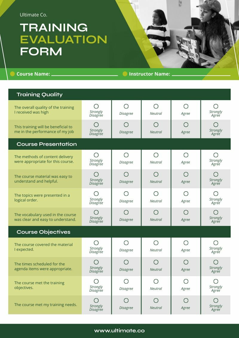 Training Evaluation Form - Piktochart throughout Training Evaluation Sample Template