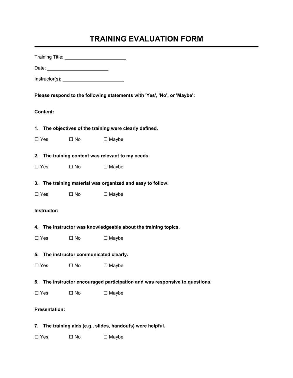 Training Evaluation Form Template 2024 [Download .Docx] | Business throughout Training Evaluation Sample Template