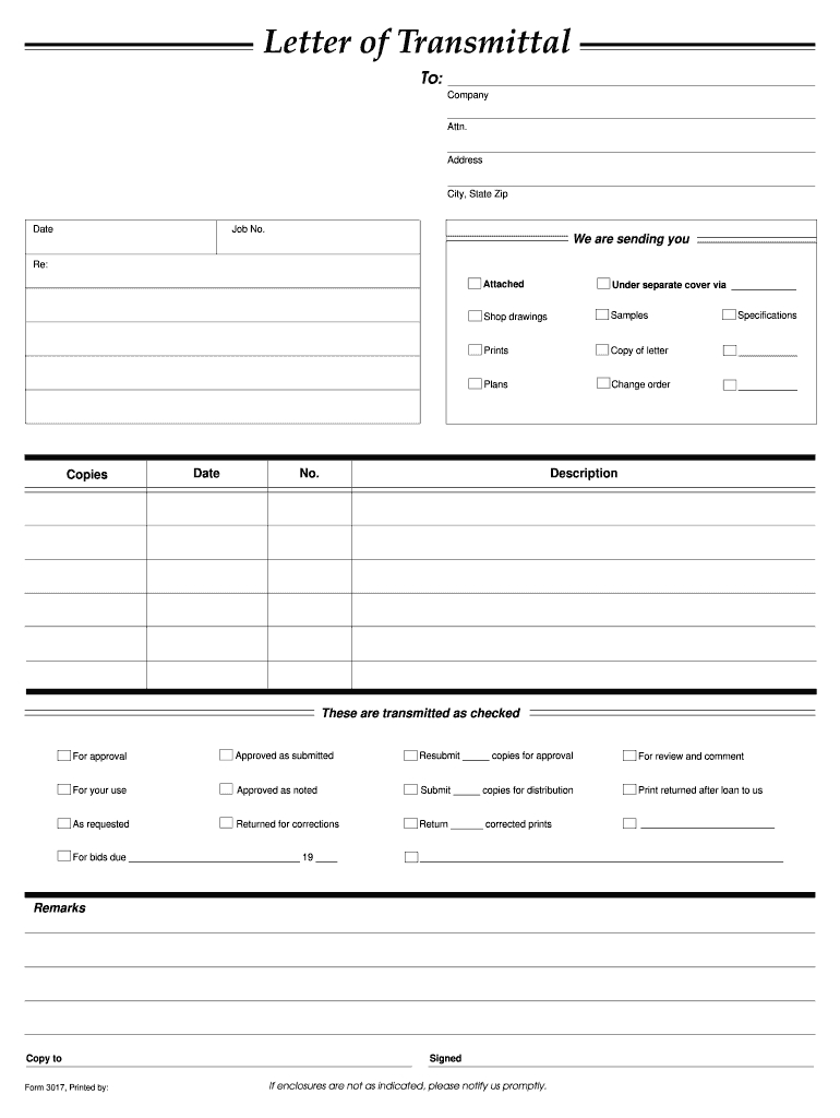 Transmittal Form - Fill Online, Printable, Fillable, Blank | Pdffiller regarding Transmittal Letter Template Sample